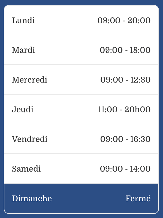 Horaire regard holistique
